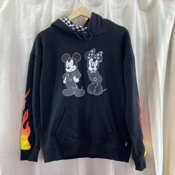 Disney x Vans Mickey Mouse Graphic 90 Hoodie Flame Sleeve Checkerboard Hood S - Picture 1 of 8